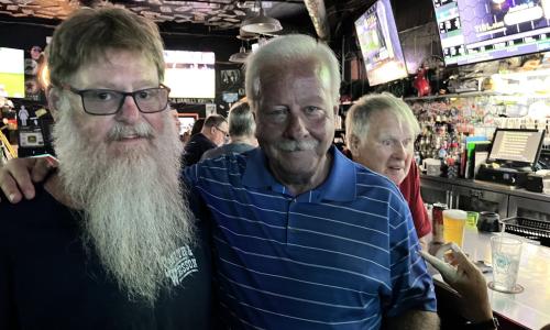 Phil and Jack Pelton in Pete's Garage
