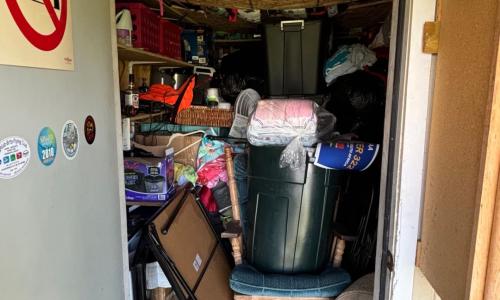 Opening our hut door, everything still intacked!