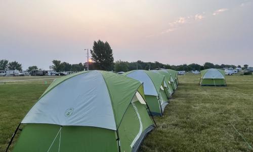 First row of tents go up