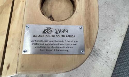 The plaque on the chair