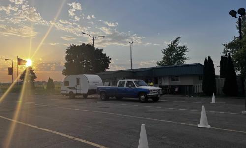 Karl's Tear drop arrives at Camp Scholler