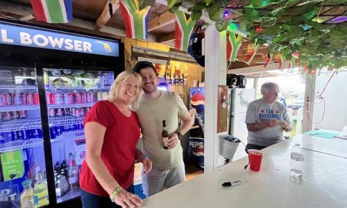 The most festive bar in Oshkosh - The Fuel Bowser at the SA Campsite!