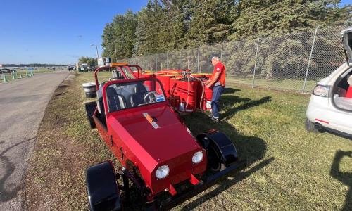 Cruising the flightline with Dean in the smoke oil buggy
